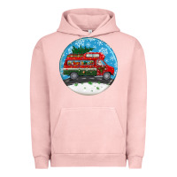 Pigment Salmon santa claus with retro van  christmas ornament Urban Hoodie - BundleAndBundleShop