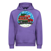 Tulip santa claus with retro van  christmas ornament Urban Hoodie - BundleAndBundleShop