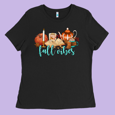 Fall Vibes Ladies Tee Designed By Adodesignshop