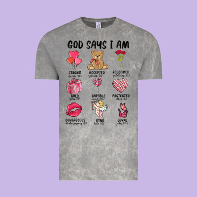 God Says I Am Valentine's Day Vintage Tee Designed By Maliassmallbusiness