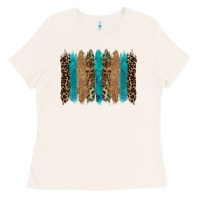 Bone glitter turqoise leopard tooled leather background Ladies Tee - RanaPortraitStore