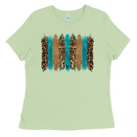 Matcha glitter turqoise leopard tooled leather background Ladies Tee - RanaPortraitStore