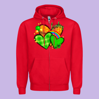 St Patricks Day Hearts Png Zipper Hoodie Designed By Nancycooperartshop