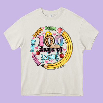 Happy 100 Days Of School Heavy Core Tee Designed By Artiststas