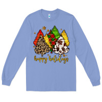 Colony Blue happy holidays with christmas tree Long Sleeve Tee - MaliasSmallBusiness
