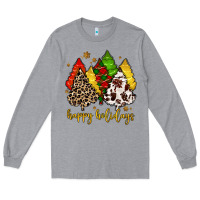 Heather Grey happy holidays with christmas tree Long Sleeve Tee - MaliasSmallBusiness
