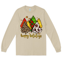 Mushroom happy holidays with christmas tree Long Sleeve Tee - MaliasSmallBusiness