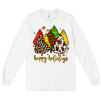 White happy holidays with christmas tree Long Sleeve Tee - MaliasSmallBusiness