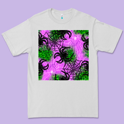 Halloween Spider Green Leopard Seamless Pattern Premium Tee Designed By Bundleandbundleshop