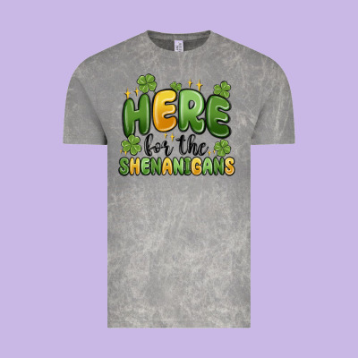 Here For The Shenanigans Vintage Tee Designed By Maliassmallbusiness