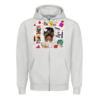 Dove Grey afro teacher life Zipper Hoodie - NancyCooperArtShop