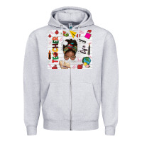 Heather Grey afro teacher life Zipper Hoodie - NancyCooperArtShop