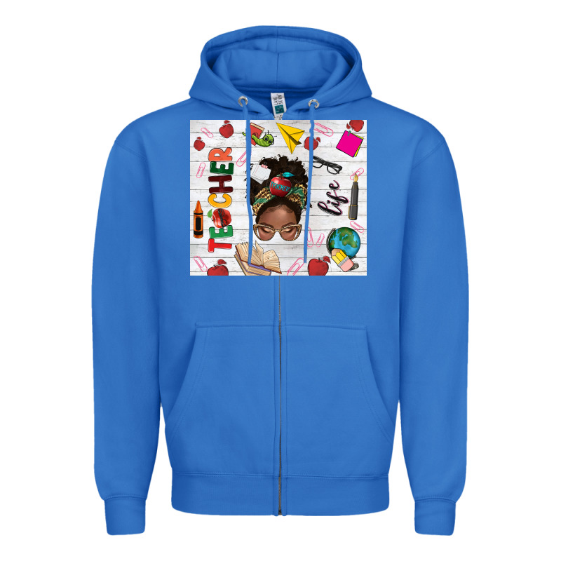 Afro Teacher Life Zipper Hoodie by NancyCooperArtShop | Teevron