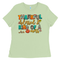 Matcha thankful  blessed and kind of a mess Ladies Tee - AdoDesignShop