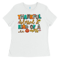 White thankful  blessed and kind of a mess Ladies Tee - AdoDesignShop