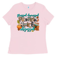 Bubblegum Pink stressed depressed pumpkin spice obsessed Ladies Tee - AdoDesignShop