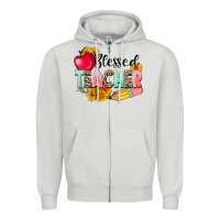 Dove Grey blessed teacher Zipper Hoodie - NancyCooperArtShop