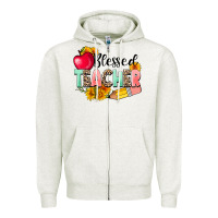 Oatmeal Heather blessed teacher Zipper Hoodie - NancyCooperArtShop