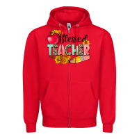 Red blessed teacher Zipper Hoodie - NancyCooperArtShop