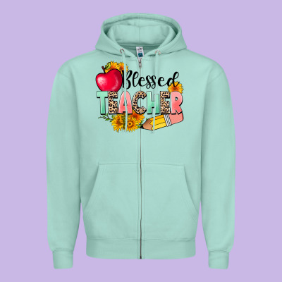 Blessed Teacher Zipper Hoodie Designed By Nancycooperartshop