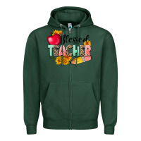 Sports Green blessed teacher Zipper Hoodie - NancyCooperArtShop