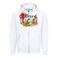 White blessed teacher Zipper Hoodie - NancyCooperArtShop