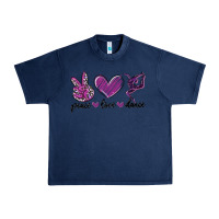 Navy peace love dance Urban Heavy Tee - MaliasSmallBusiness