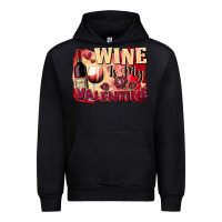 Black Wine İs My Valentine Fa Urban Hoodie - FaDigitalArtStudio