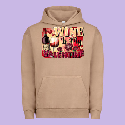 Wine İs My Valentine Fa Urban Hoodie Designed By Fadigitalartstudio