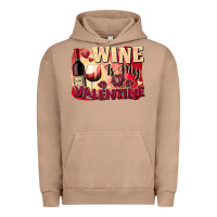 Pigment Burro Wine İs My Valentine Fa Urban Hoodie - FaDigitalArtStudio