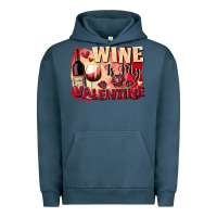 Pigment Midnight Navy Wine İs My Valentine Fa Urban Hoodie - FaDigitalArtStudio