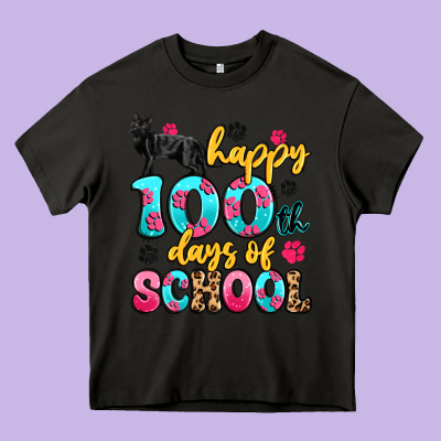 Happy 100th Days Of School Cat Heavy Core Tee Designed By Artiststas