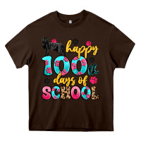 Chocolate Brown happy 100th days of school cat Heavy Core Tee - Artiststas