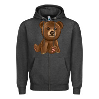 Charcoal Heather bear Zipper Hoodie - texasbilliewilder