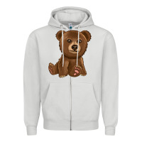 Dove Grey bear Zipper Hoodie - texasbilliewilder