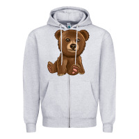 Heather Grey bear Zipper Hoodie - texasbilliewilder