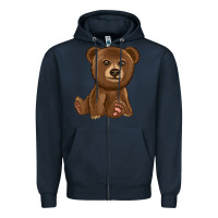 Navy bear Zipper Hoodie - texasbilliewilder
