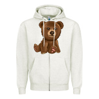 Oatmeal Heather bear Zipper Hoodie - texasbilliewilder