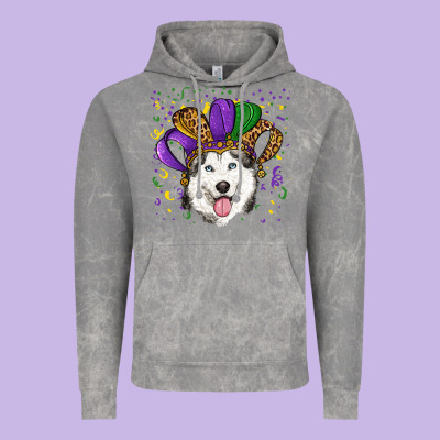 Mardi Gras Hat Husky Vintage Hoodie Designed By Ranaportraitstore