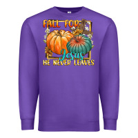 Purple fall for jesus he never fails Premium Sweatshirt - CowGirlArtShop