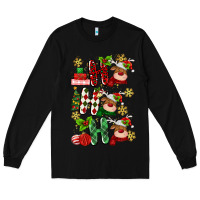 Black ho ho ho reindeer Long Sleeve Tee - MaliasSmallBusiness
