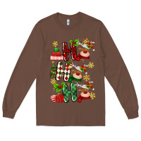 Chestnut ho ho ho reindeer Long Sleeve Tee - MaliasSmallBusiness