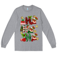 Heather Grey ho ho ho reindeer Long Sleeve Tee - MaliasSmallBusiness