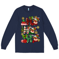Navy ho ho ho reindeer Long Sleeve Tee - MaliasSmallBusiness