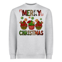 Heather Grey Merry Christmas cupcakes Heavyweight Sweatshirt - NancyCooperArtShop