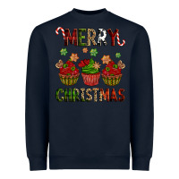 Navy Merry Christmas cupcakes Heavyweight Sweatshirt - NancyCooperArtShop