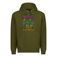 Army Green witches monsters goblins and screams its almost halloween Premium Hoodie - CowGirlArtShop