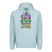 Blue Mist witches monsters goblins and screams its almost halloween Premium Hoodie - CowGirlArtShop