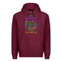 Burgundy witches monsters goblins and screams its almost halloween Premium Hoodie - CowGirlArtShop
