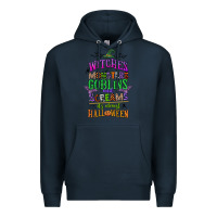 Navy witches monsters goblins and screams its almost halloween Premium Hoodie - CowGirlArtShop